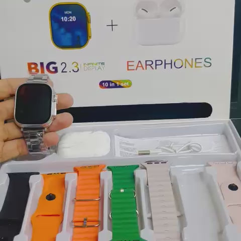 I20 Ultra 3 max suit smartwatch with 7 straps + free Earbuds